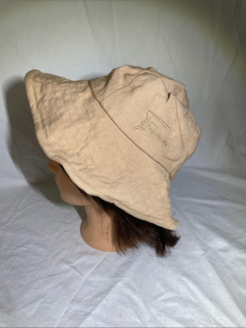 Beige Women’s Bucket Hat with Subtle Embroidered Accent